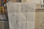 茨城沖で獲れた魚介類の放射線量を示す一覧表。ほとんどが不検出だ。(21日、築地市場。写真：筆者撮影）